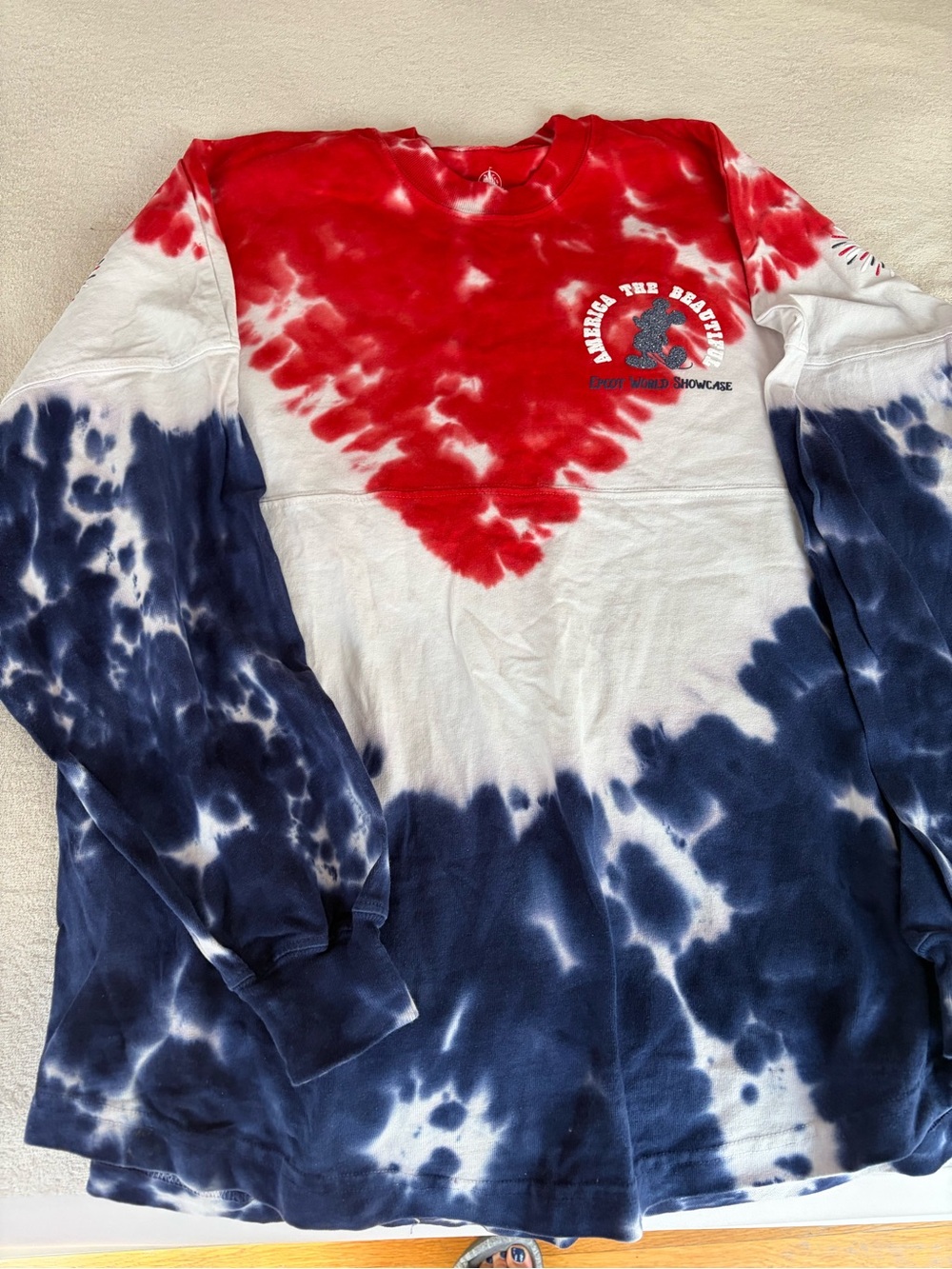 Tie-Dye Red White & Navy Disney Long Sleeve Tee